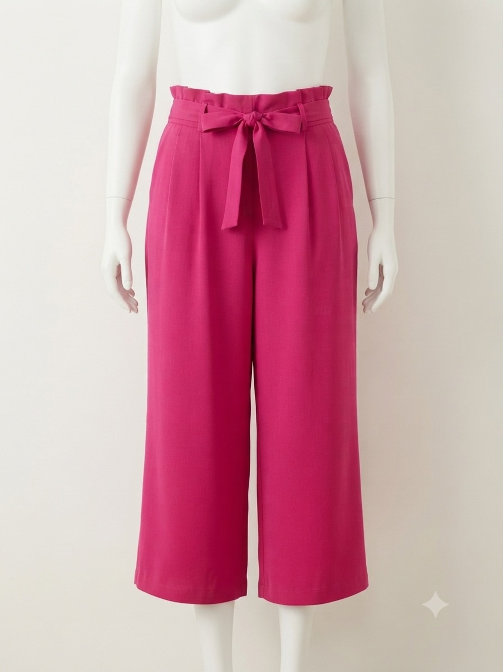 Zara Cropped Wide-Leg Paperbag Waist Pants in Pink